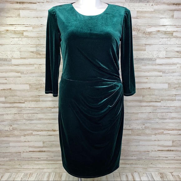 Eliza J Dresses & Skirts - Eliza J Velvet Sheath Ruched Stretch Dress 16